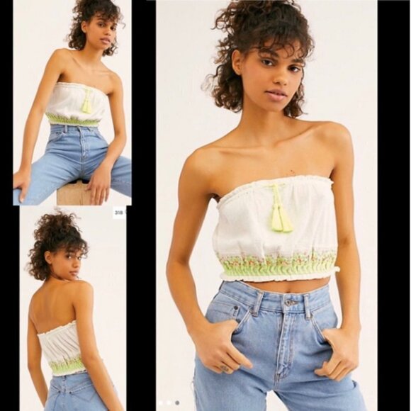 Free People No More Tiers Ivory Tube Top M NWT $68 - Picture 1 of 9